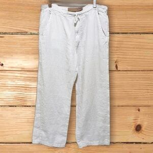 Guess vintage 100% linen men’s white slacks zipper & drawstring pants size 36/32